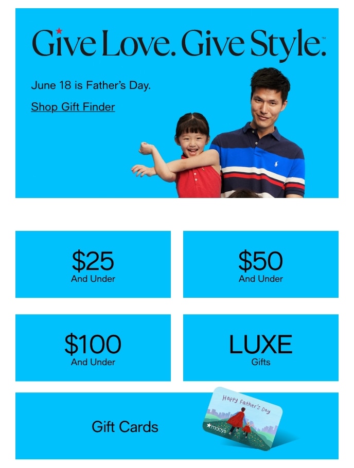 Give Love, Give Style, June 18 Is Father's Day, Shop Gift Finder