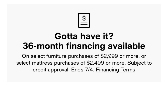 Gotta Have It?, 36-Month Financing Available, Financing Terms