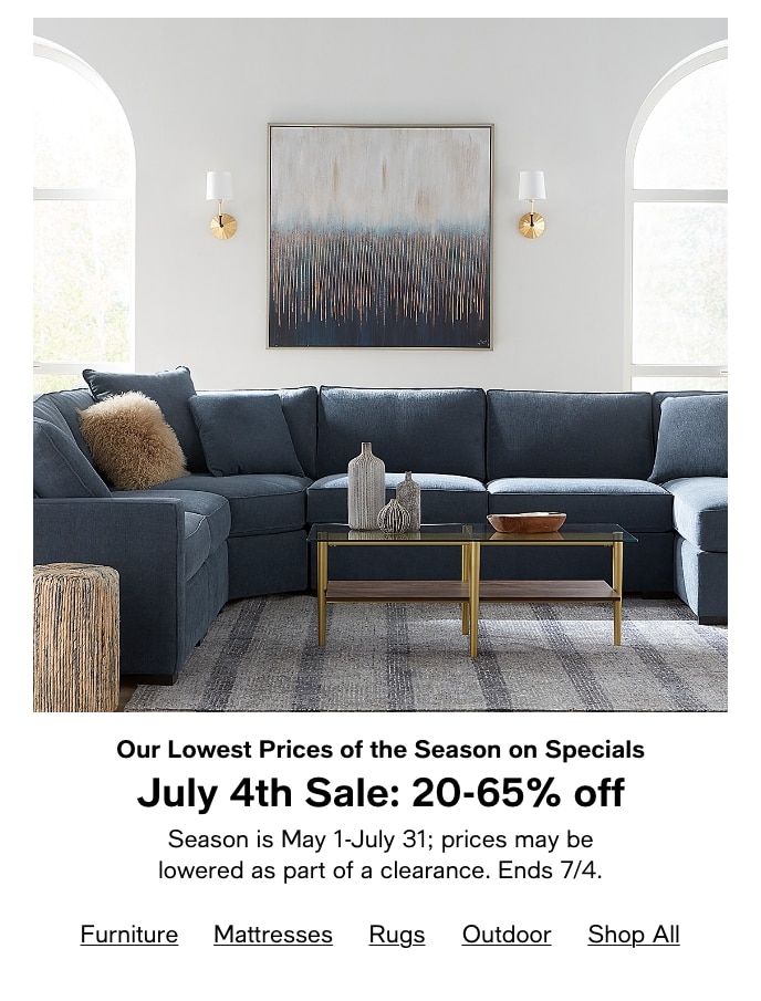 Our Lowest Prices Of The Season On Specials, July 4th Sale: 20-65% Off