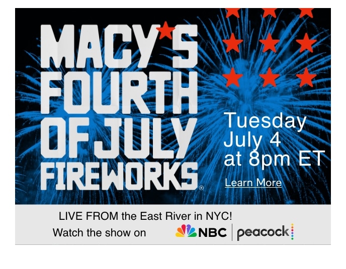 Macy's Fourth Of July Fireworks, Tuesday July 4 At 8pm ET, Learn More