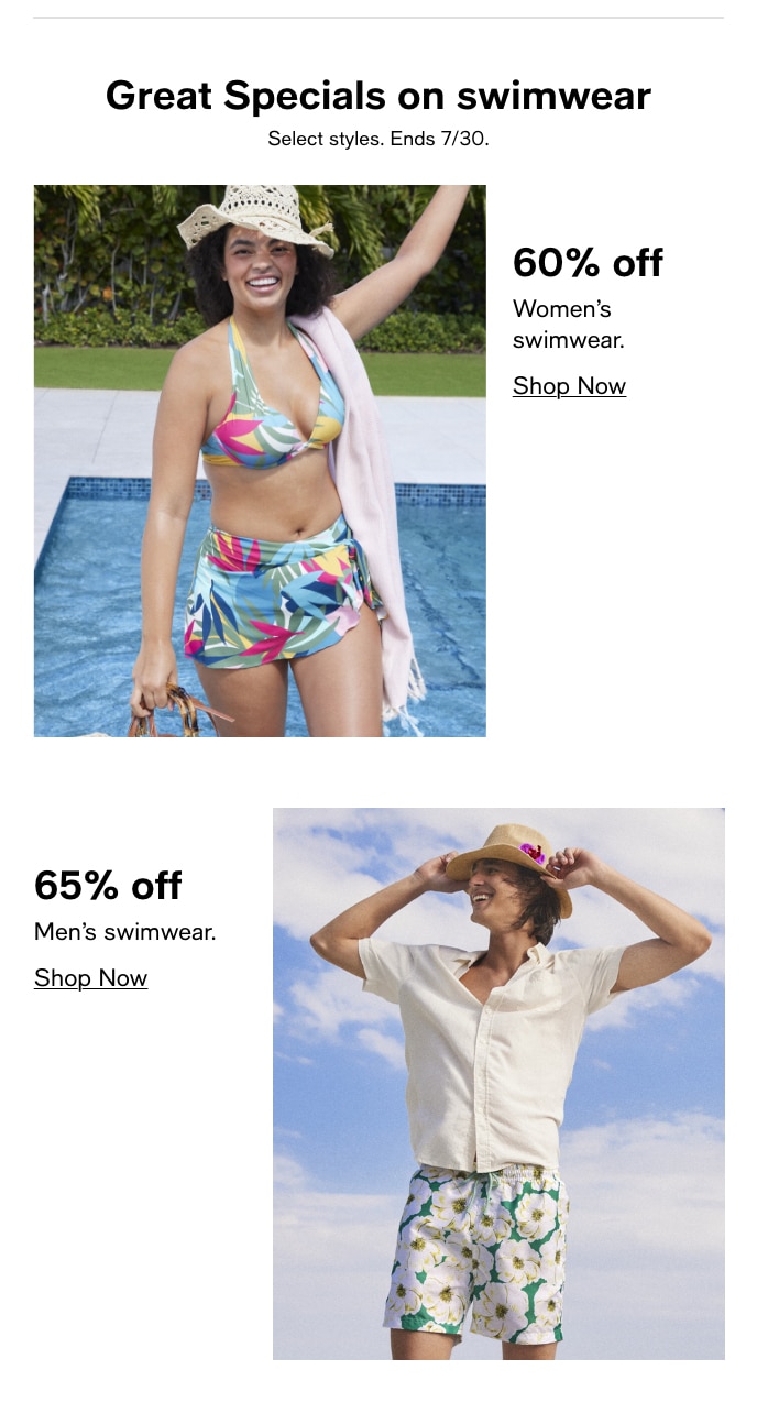 Great Specials On Swimwear, Select Styles, Ends 7/30