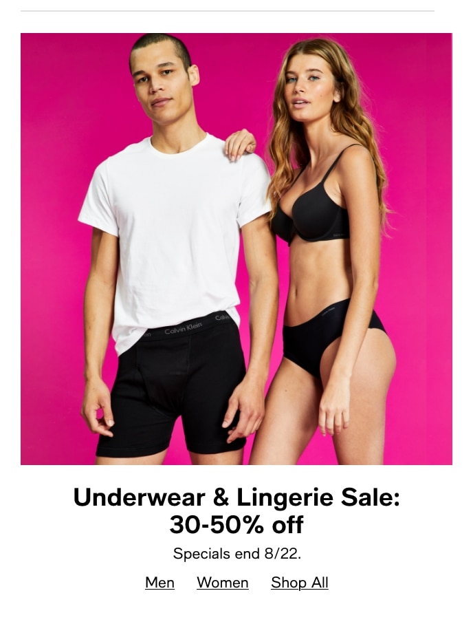 Underwear & Lingerie Sale: 30-50% Off, Specials End 8/22