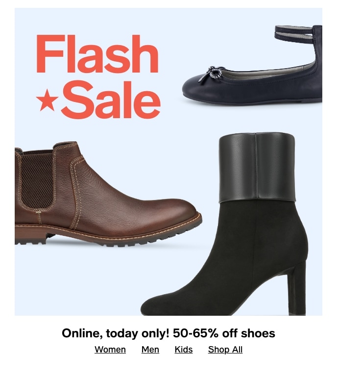 Flash Sale, Online, Today Only! 50-65% Off Shoes