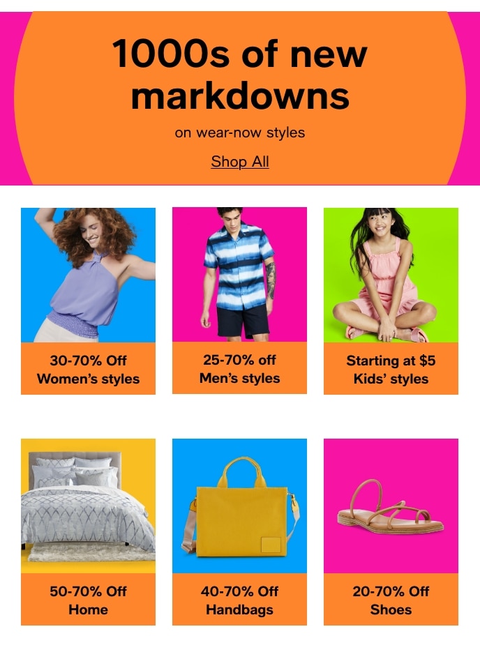 1000s Of New Markdowns, On Wear-Now Styles, Shop All