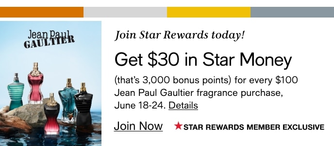 Get $30 In Star Money (That's 3,000 Bonus Points) For Every $100 Jean Paul Gaultier Fragrance Purchase, June 18-24