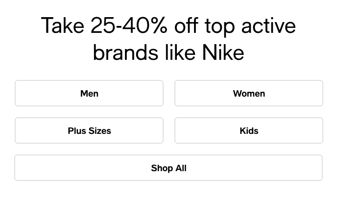 Top 25-40% Off Top Active Brands Like Nike