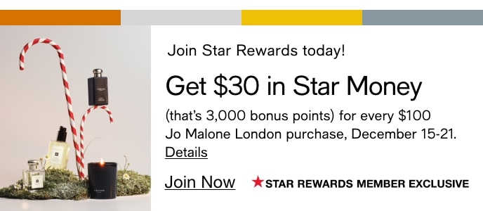 Get $30 In Star Money (That's 3,000 Bonus Points) For Every $100 Jo Malone London Purchase, December 15-21