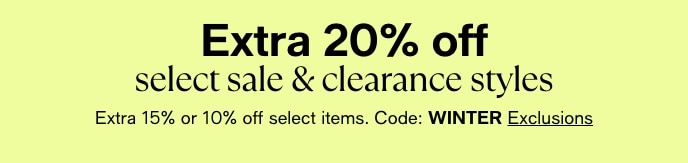 Extra 20% Off Select Sale & Clearance Styles, Extra 15% Or 10% Off Select Items, Code: WINTER, Exclusions